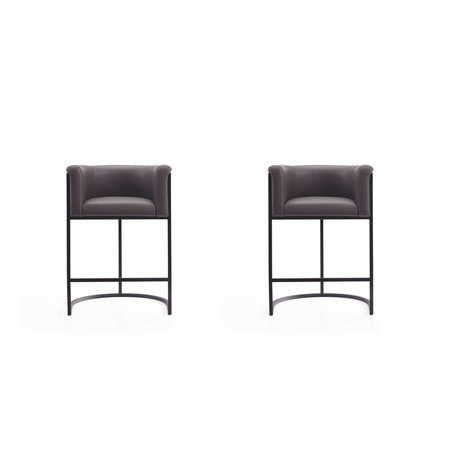 MANHATTAN COMFORT Cosmopolitan Counter Stool in Pebble and Black (Set of 2) 2-CS008-PE